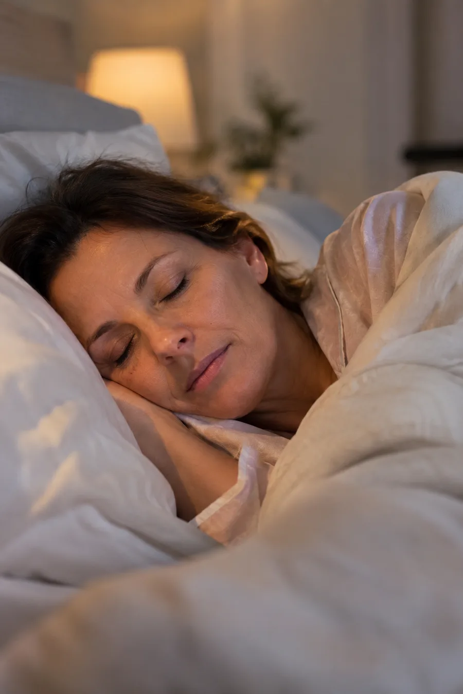Woman sleeping peacefully through the night