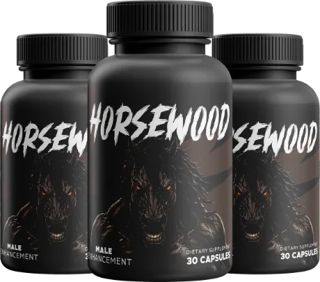 Three bottles of Horsewood men's vitality supplement, 30 capsules each