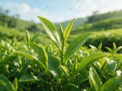 Green tea leaves, an ingredient in SodaPeak